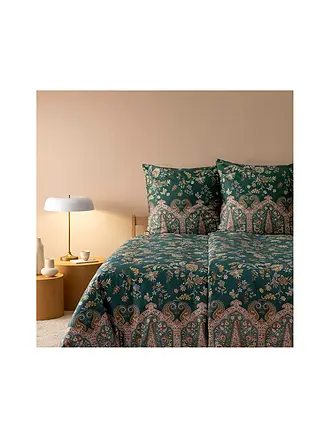 BASSETTI | Satin Bettwäsche 70x90cm / 140x200cm INDIAN ROSES Gruen | 